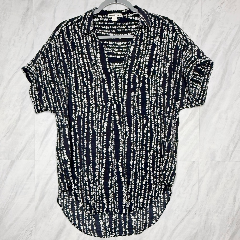 Whistles Blue and White Striped Blouse Large